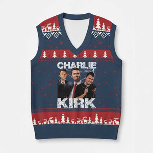 Charlie Kirk V-Neck Knit Sweater Vest Freedom Speech A True Patriot Tribute Bootleg TS10 Navy Red Print Your Wear