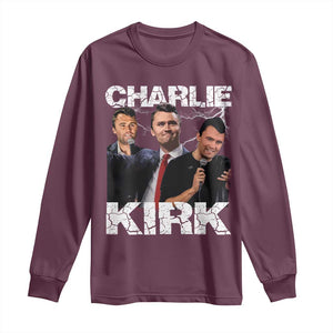 Charlie Kirk Long Sleeve Shirt Freedom Speech A True Patriot Tribute Bootleg TS10 Maroon Print Your Wear