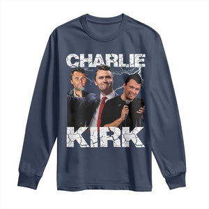 Charlie Kirk Long Sleeve Shirt Freedom Speech A True Patriot Tribute Bootleg TS10 Navy Print Your Wear
