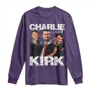 Charlie Kirk Long Sleeve Shirt Freedom Speech A True Patriot Tribute Bootleg TS10 Purple Print Your Wear