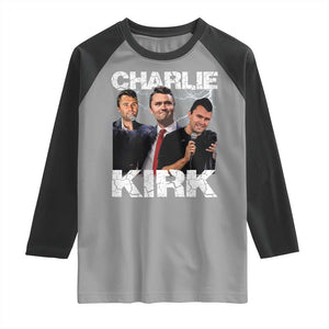 Charlie Kirk Raglan Shirt Freedom Speech A True Patriot Tribute Bootleg TS10 Sport Gray Black Print Your Wear