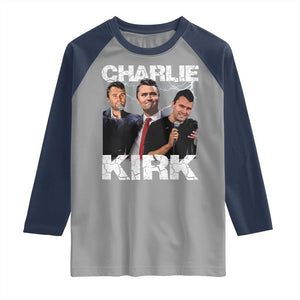Charlie Kirk Raglan Shirt Freedom Speech A True Patriot Tribute Bootleg TS10 Sport Gray Navy Print Your Wear