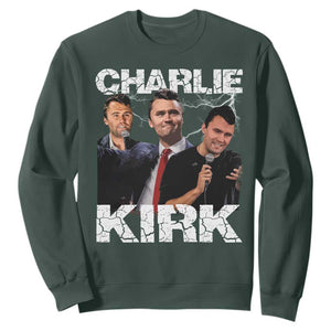 Charlie Kirk Sweatshirt Freedom Speech A True Patriot Tribute Bootleg TS10 Dark Forest Green Print Your Wear