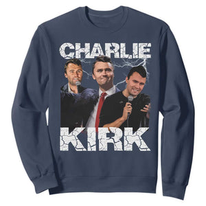 Charlie Kirk Sweatshirt Freedom Speech A True Patriot Tribute Bootleg TS10 Navy Print Your Wear
