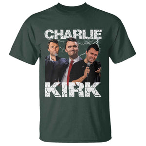 Charlie Kirk T Shirt Freedom Speech A True Patriot Tribute Bootleg TS10 Dark Forest Green Print Your Wear