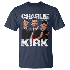 Charlie Kirk T Shirt Freedom Speech A True Patriot Tribute Bootleg TS10 Navy Print Your Wear