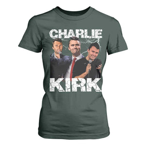 Charlie Kirk T Shirt For Women Freedom Speech A True Patriot Tribute Bootleg TS10 Dark Forest Green Print Your Wear