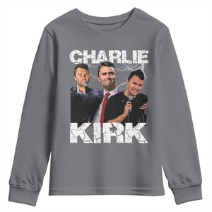 Charlie Kirk Youth Sweatshirt Freedom Speech A True Patriot Tribute Bootleg TS10 Charcoal Print Your Wear