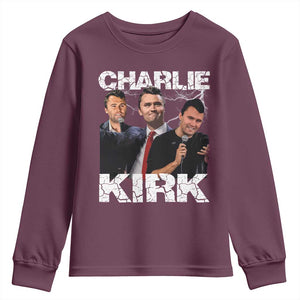 Charlie Kirk Youth Sweatshirt Freedom Speech A True Patriot Tribute Bootleg TS10 Maroon Print Your Wear