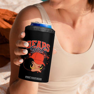 Bears Girl 4 in 1 Can Cooler Tumbler Sports Fan Team Spirit Black Girls TS10 Print Your Wear