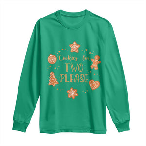 Christmas Pregnant Long Sleeve Shirt Cookies For Two Please Pregnancy Announcement TS10 Irish Green Print Your Wear