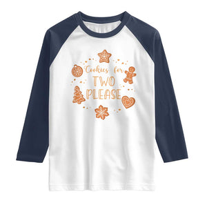 Christmas Pregnant Raglan Shirt Cookies For Two Please Pregnancy Announcement TS10 White Navy Print Your Wear