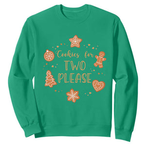 Christmas Pregnant Sweatshirt Cookies For Two Please Pregnancy Announcement TS10 Irish Green Print Your Wear
