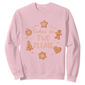 Christmas Pregnant Sweatshirt Cookies For Two Please Pregnancy Announcement TS10 Light Pink Print Your Wear