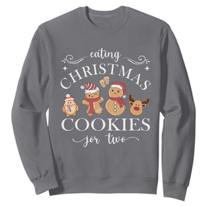 Christmas Pregnancy Announcement Sweatshirt Eating Xmas Cookies For Two Maternity Gift TS10 Charcoal Print Your Wear