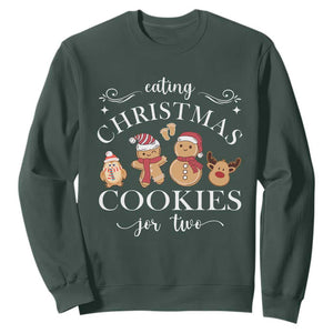 Christmas Pregnancy Announcement Sweatshirt Eating Xmas Cookies For Two Maternity Gift TS10 Dark Forest Green Print Your Wear