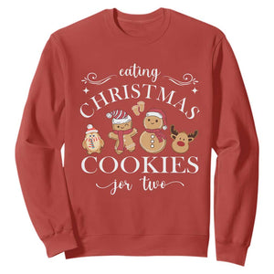 Christmas Pregnancy Announcement Sweatshirt Eating Xmas Cookies For Two Maternity Gift TS10 Red Print Your Wear