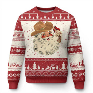 Cowboy Ugly Christmas Sweater Santa Claus Merry Xmas Vintage 90s Western Country TS10 Red Print Your Wear
