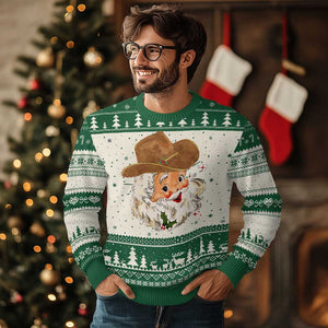Cowboy Ugly Christmas Sweater Santa Claus Vintage 90s Western Country Music Outfit TS10 Green Print Your Wear