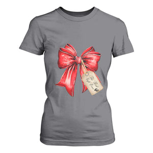 Christmas Pregnancy Announcement T Shirt For Women Coquette Bow Xmas Maternity Gift TS10 Charcoal Print Your Wear