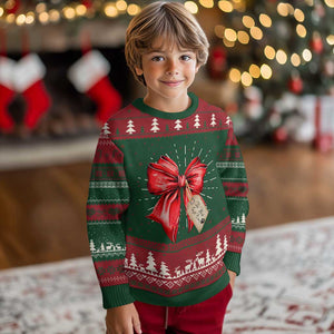 Pregnancy Announcement Ugly Christmas Sweater Coquette Bow Xmas Maternity Gift TS10 Christmas Print Your Wear