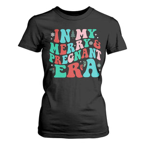Christmas Pregnancy Announcement T Shirt For Women Merry & Pregnant Era Cute Groovy Christmas Holiday Xmas TS10 Black Print Your Wear