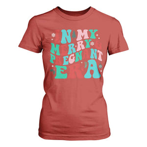 Christmas Pregnancy Announcement T Shirt For Women Merry & Pregnant Era Cute Groovy Christmas Holiday Xmas TS10 Red Print Your Wear