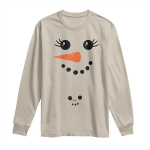 Christmas Pregnancy Announcement Long Sleeve Shirt Snowman Face Xmas Maternity Gift TS10 Sand Print Your Wear