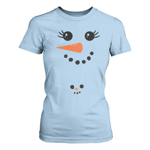 Christmas Pregnancy Announcement T Shirt For Women Snowman Face Xmas Maternity Gift TS10 Light Blue Print Your Wear