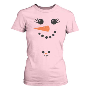Christmas Pregnancy Announcement T Shirt For Women Snowman Face Xmas Maternity Gift TS10 Light Pink Print Your Wear