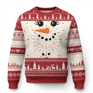 Pregnancy Announcement Ugly Christmas Sweater Snowman Face Xmas Maternity Gift TS10 Red Print Your Wear