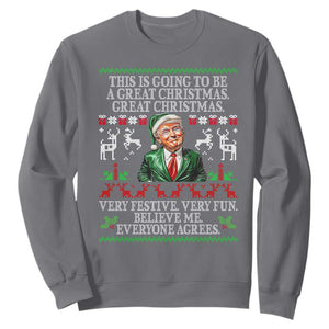 Funny Christmas Trump Sweatshirt Make Christmas Great Again Ugly Christmas Sweater TS10 Charcoal Print Your Wear