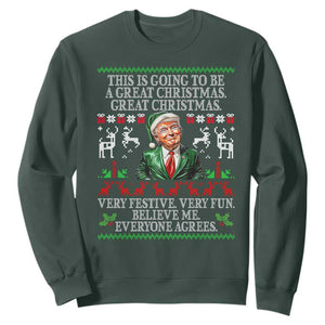 Funny Christmas Trump Sweatshirt Make Christmas Great Again Ugly Christmas Sweater TS10 Dark Forest Green Print Your Wear