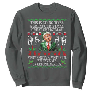 Funny Christmas Trump Sweatshirt Make Christmas Great Again Ugly Christmas Sweater TS10 Dark Heather Print Your Wear