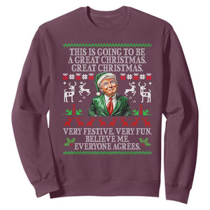 Funny Christmas Trump Sweatshirt Make Christmas Great Again Ugly Christmas Sweater TS10 Maroon Print Your Wear