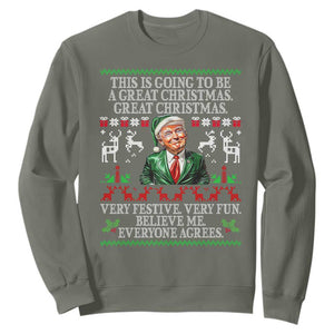 Funny Christmas Trump Sweatshirt Make Christmas Great Again Ugly Christmas Sweater TS10 Military Green Print Your Wear