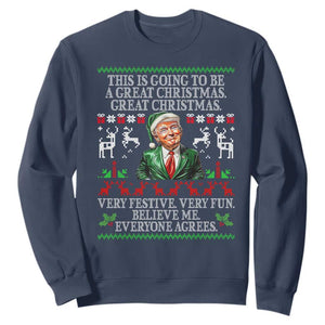 Funny Christmas Trump Sweatshirt Make Christmas Great Again Ugly Christmas Sweater TS10 Navy Print Your Wear