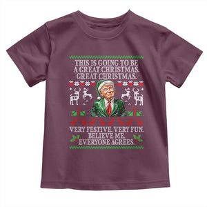 Funny Christmas Trump Toddler T Shirt Make Christmas Great Again Ugly Christmas Sweater TS10 Maroon Print Your Wear