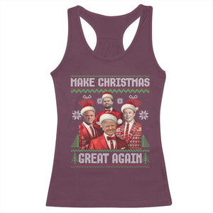 Christmas Trump Vance Racerback Tank Top Make Christmas Great Again Ugly Christmas Sweater TS10 Maroon Print Your Wear