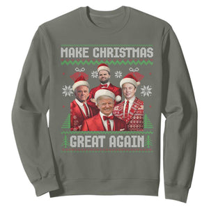 Christmas Trump Vance Sweatshirt Make Christmas Great Again Ugly Christmas Sweater TS10 Military Green Print Your Wear