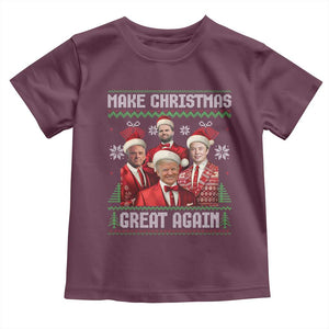 Christmas Trump Vance Toddler T Shirt Make Christmas Great Again Ugly Christmas Sweater TS10 Maroon Print Your Wear
