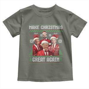 Christmas Trump Vance Toddler T Shirt Make Christmas Great Again Ugly Christmas Sweater TS10 Military Green Print Your Wear