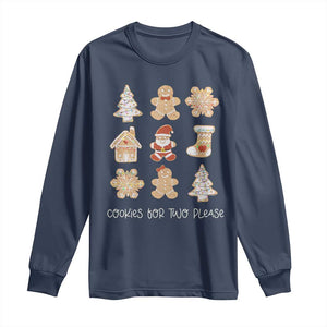 Christmas Pregnancy Announcement Long Sleeve Shirt Cookies For Two Please Maternity Gift TS10 Navy Print Your Wear