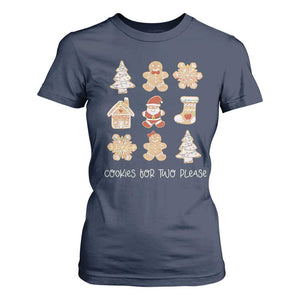 Christmas Pregnancy Announcement T Shirt For Women Cookies For Two Please Maternity Gift TS10 Navy Print Your Wear