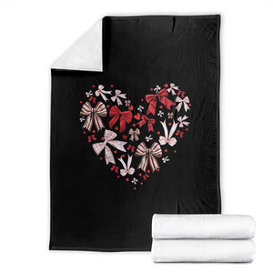 Coquette Valentine's Day Heart Bow Throw Blanket TS10 Black Print Your Wear