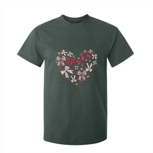 Coquette Valentine's Day Heart Bow T Shirt For Kid TS10 Dark Forest Green Print Your Wear
