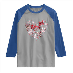 Coquette Valentine's Day Heart Bow Raglan Shirt TS10 Sport Gray Royal Print Your Wear