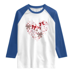 Coquette Valentine's Day Heart Bow Raglan Shirt TS10 White Royal Print Your Wear