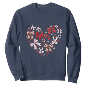 Coquette Valentine's Day Heart Bow Sweatshirt TS10 Navy Print Your Wear