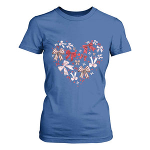 Coquette Valentine's Day Heart Bow T Shirt For Women TS10 Royal Blue Print Your Wear